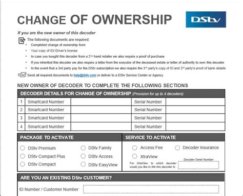 simplified process, change of ownership form, contact 